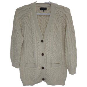 1269 Nili Lotan Designer 100% Wool Cable Knit Cardigan Sweater Sz.M Womens